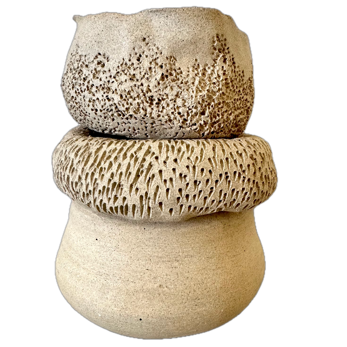 43001 - Extra large 3 piece sandstone vase